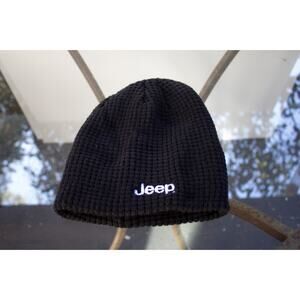 JEEP Knit Beanie Black Hat With Ear Lining